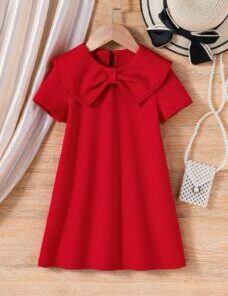Girl's Red Dress Short Sleeve