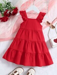 Girl's Red Dress Without Sleeve