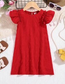 Girl's Red Dress Short Sleeve