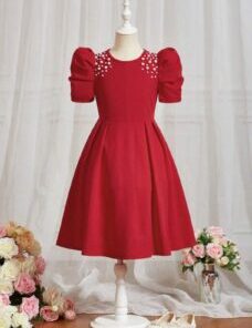 Girl's Red Dress Short Sleeve