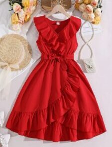 Girl's Red Dress Without Sleeve