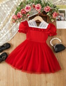 Girl's Red Dress Short Sleeve